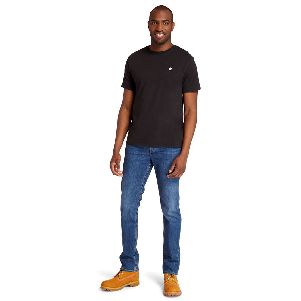 Camisetas Timberland Hombre Embroidered Logo Negras - Chile PHC-134567
